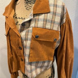 Plaid Button Down Shirt - Brown and Cream